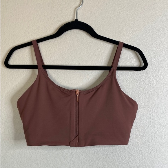 Athleta sports bra mauve Sz large front zip EUC - Picture 1 of 5